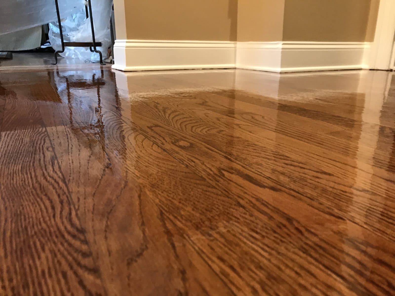 Glossy hardwood flooring