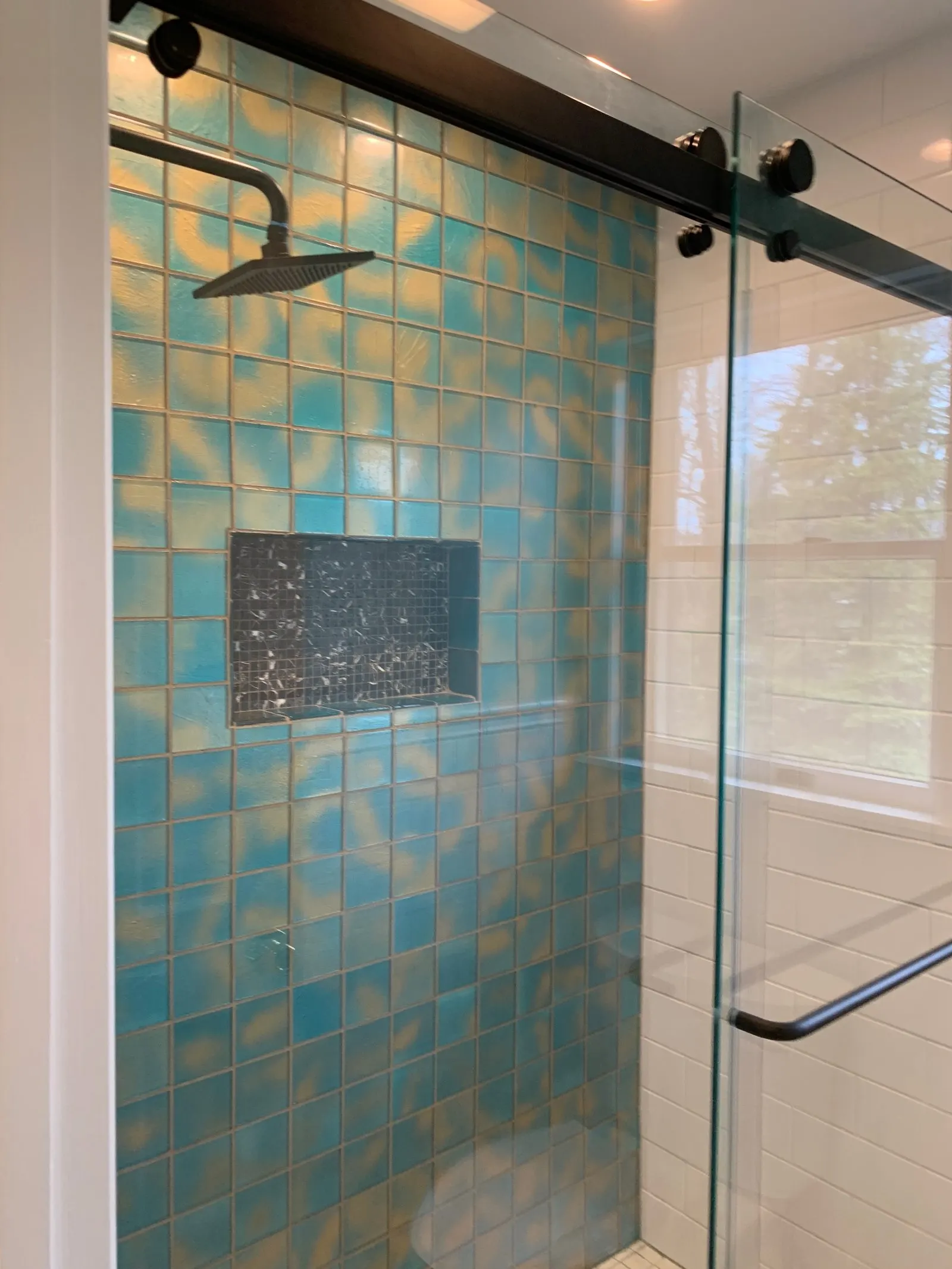 Bathroom remodel with a glass walk-in shower in Mahopac, NY
