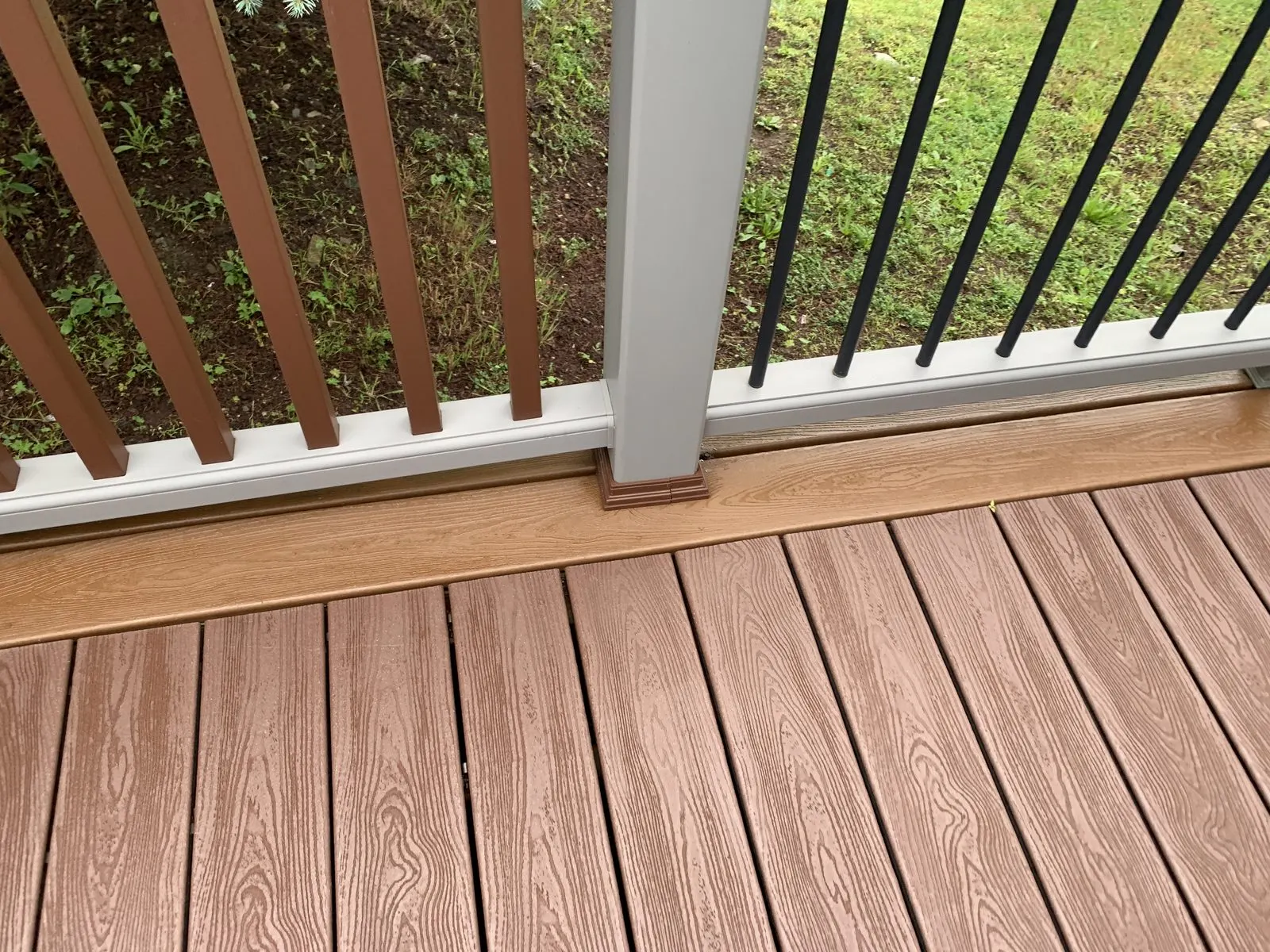 Freshly stained backyard deck in Somers, NY