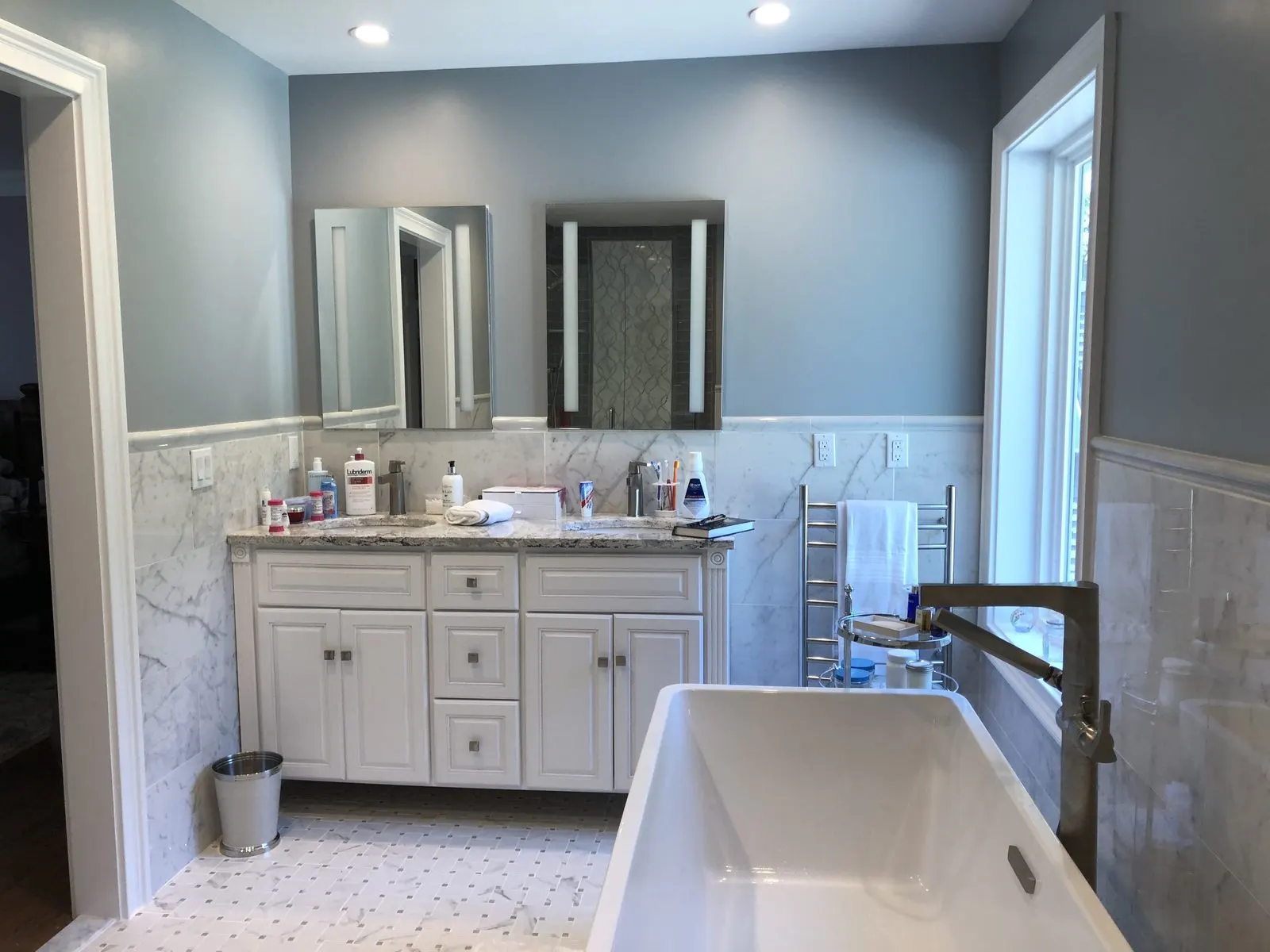 Bathroom remodel with a new double vanity in Putnam County, NY