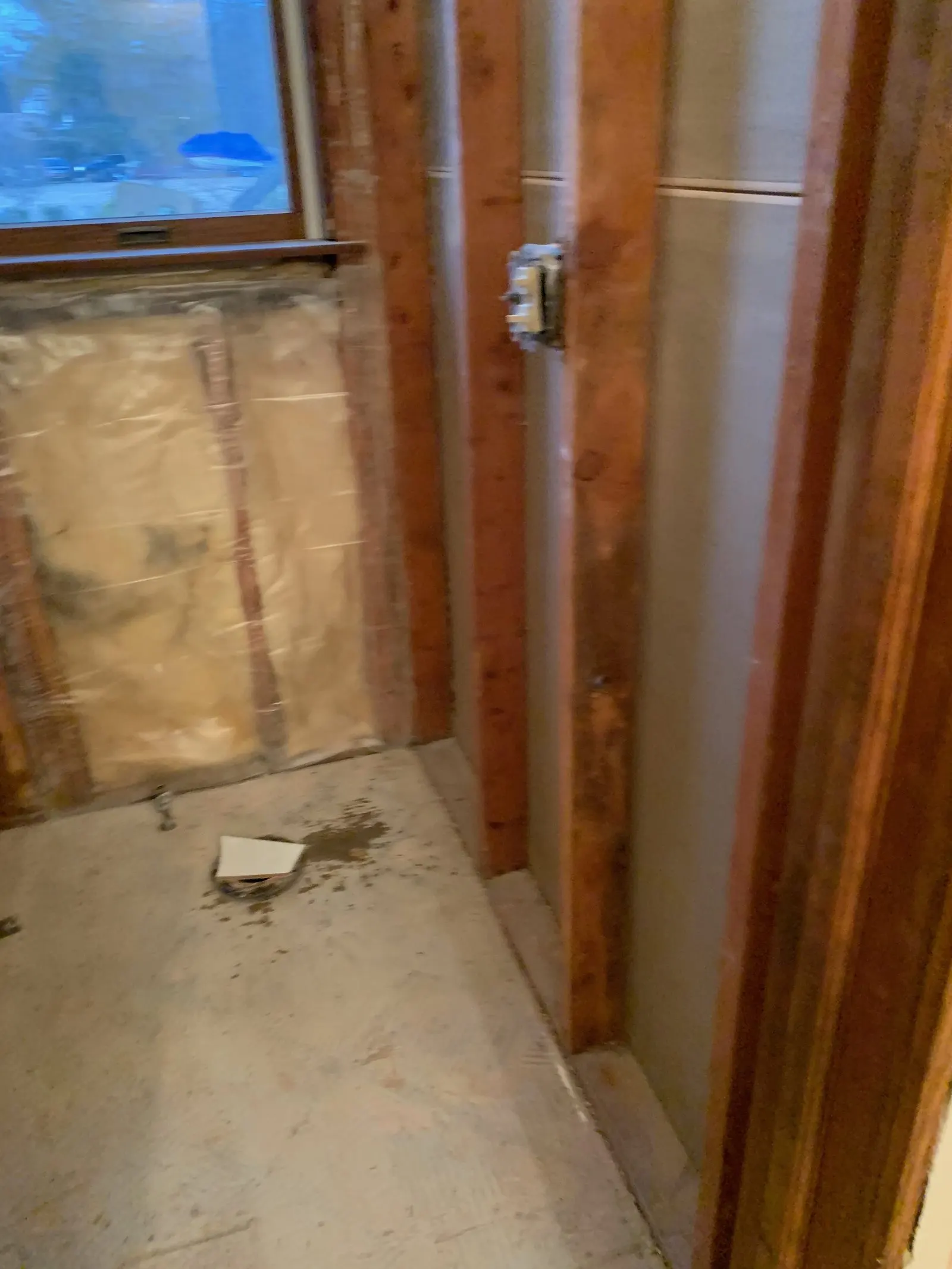 Bathroom remodel in progress, gutted to the studs in Westchester County, NY