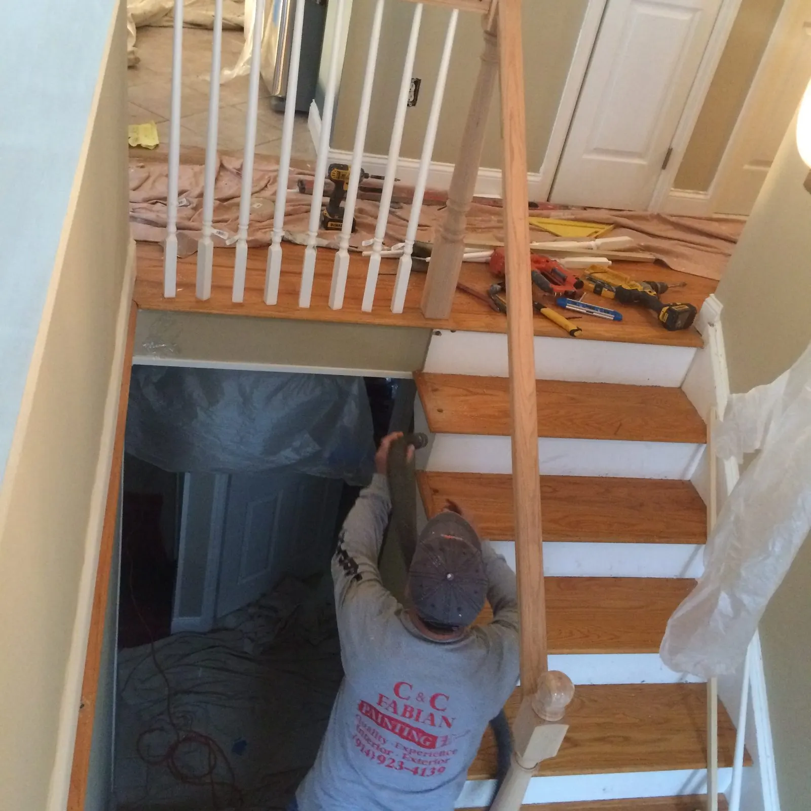 Custom carpentry — open staircase framing in Westchester County, NY