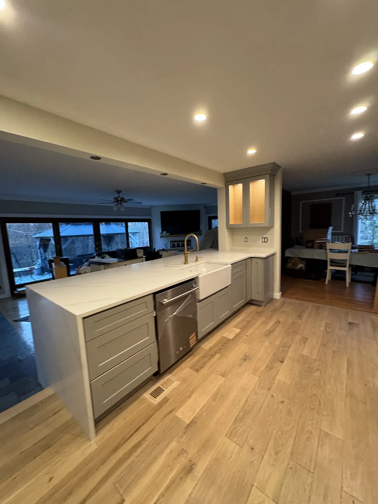 Gray cabinet painting with quartz counters in Westchester County, NY