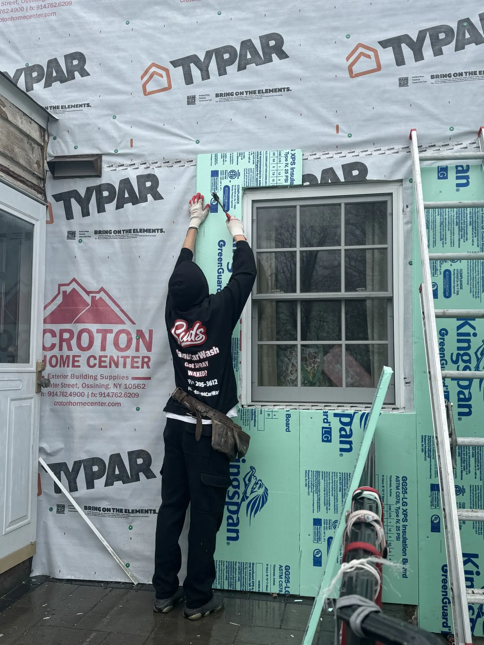 Siding installation in progress, house-wrap stage in Yorktown, NY