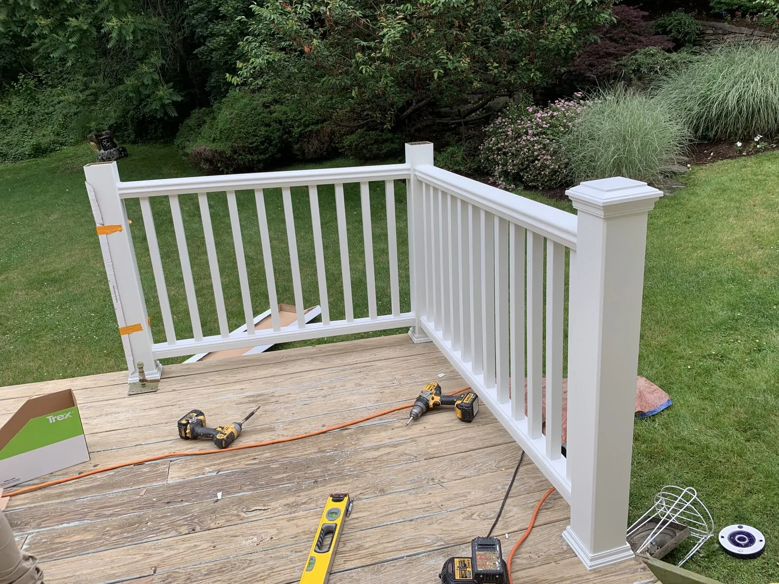 Freshly built deck with white railings in Yorktown, NY