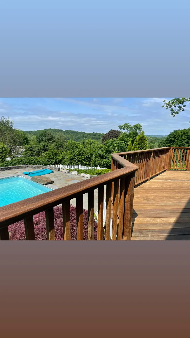 Poolside wood deck build in Somers, NY